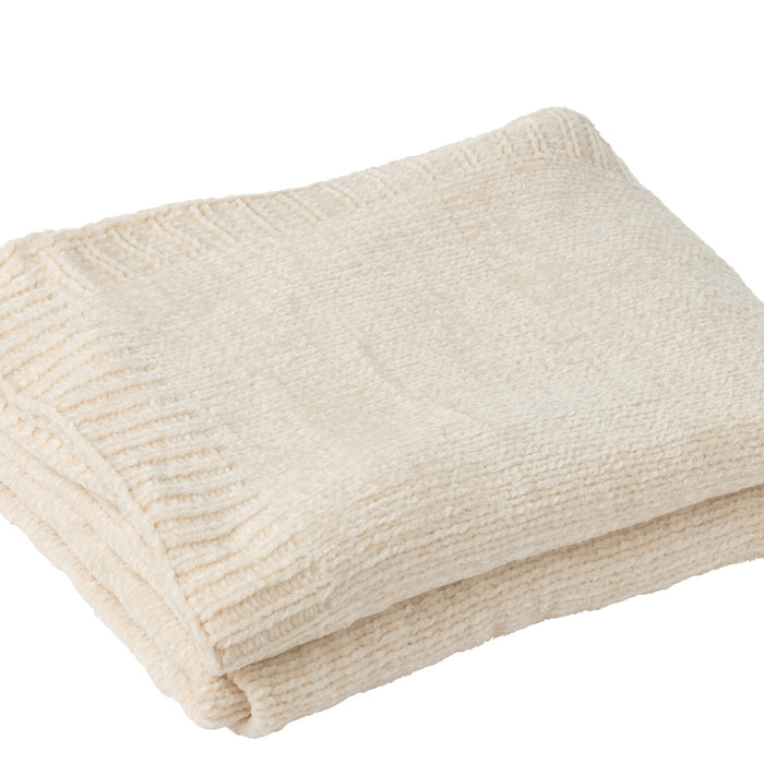J-Line deken Chenille - polyester - ecru