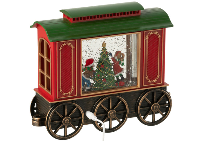 J-Line decoratie Trein + Muziek Kerstman - kunststof - mix -