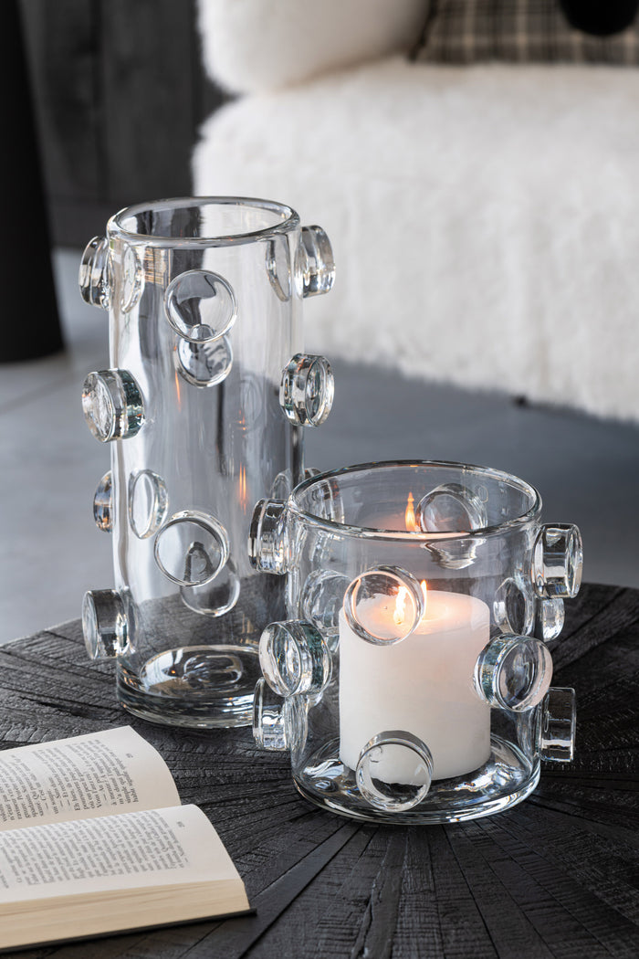 J-Line vaas Pebbles - glas - transparant - large - 36 cm hoog