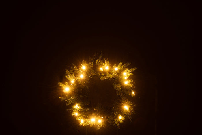 J-Line decoratie krans 20 LED - kunststof - groen - small