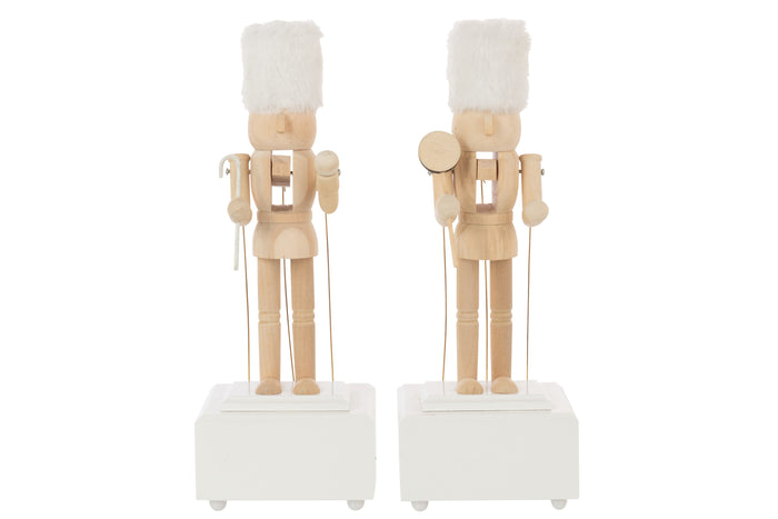 J-Line figuur Notenkraker Muziek - hout - naturel|wit - 2 st