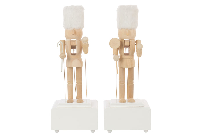 J-Line figuur Notenkraker Muziek - hout - naturel|wit - 2 st