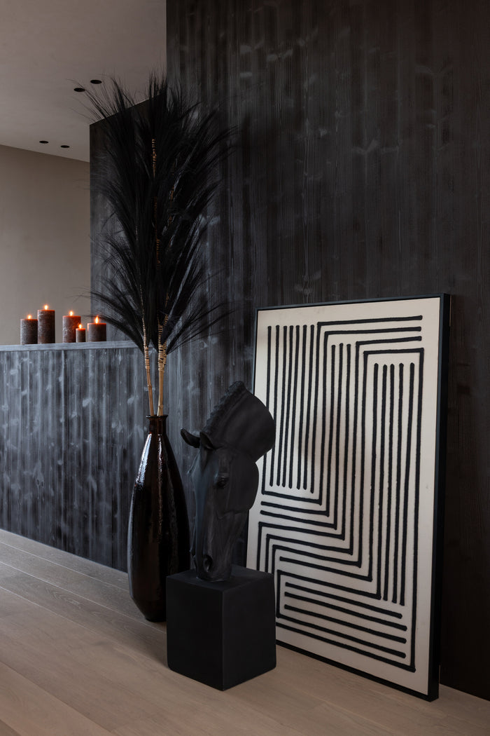 J-Line wanddecoratie Cotton - canvas - ecru|zwart - 2 stuks