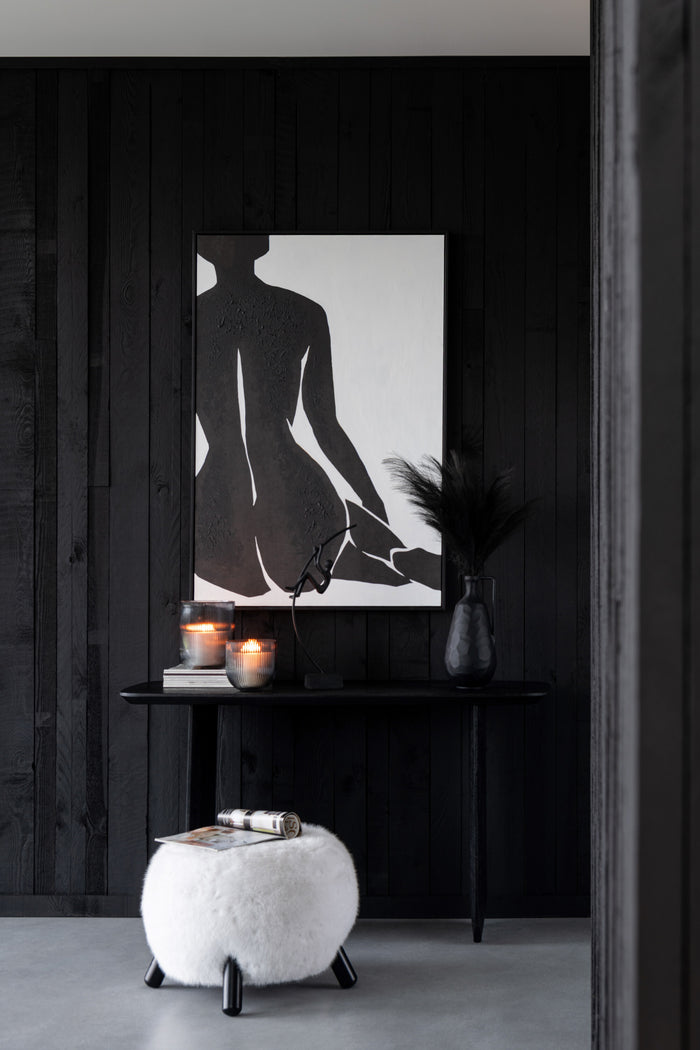 J-Line wanddecoratie Joy - dennenhout - wit|zwart