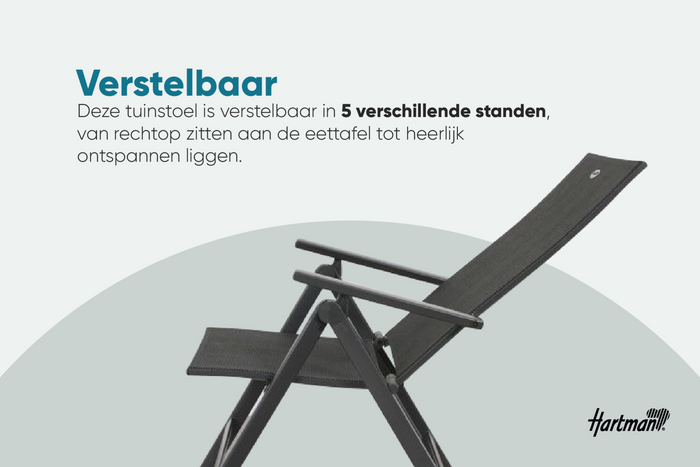 Hartman Napoli verstelbare tuinstoel - Antraciet