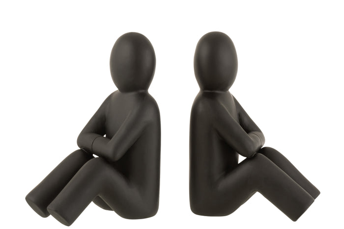 J-Line boekensteun P'tit Maurice - kunststof - zwart - 2 stu