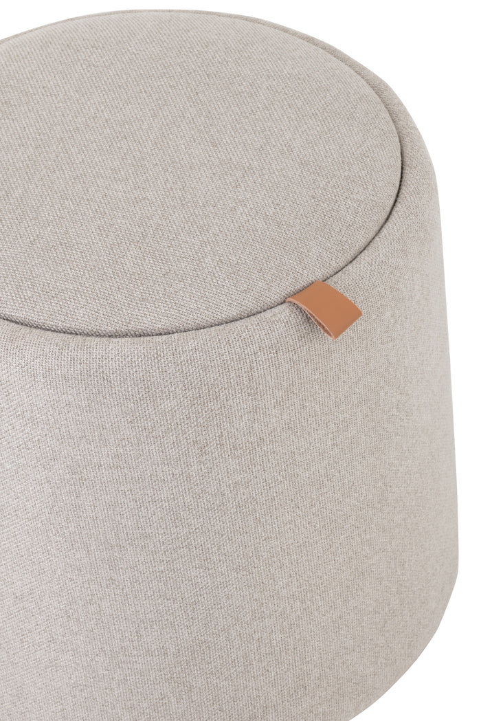 J-Line Poef Hocker Bijzettafel Rond Textiel Hout Beige - 43,5x43,5 CM