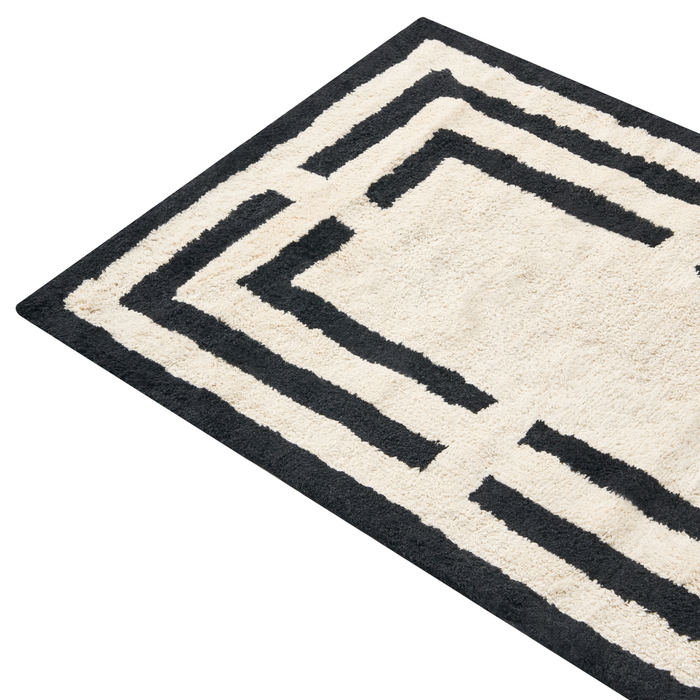 Beliani - RISALU - Badmat - Beige|Zwart - 60 x 90 cm - Katoen