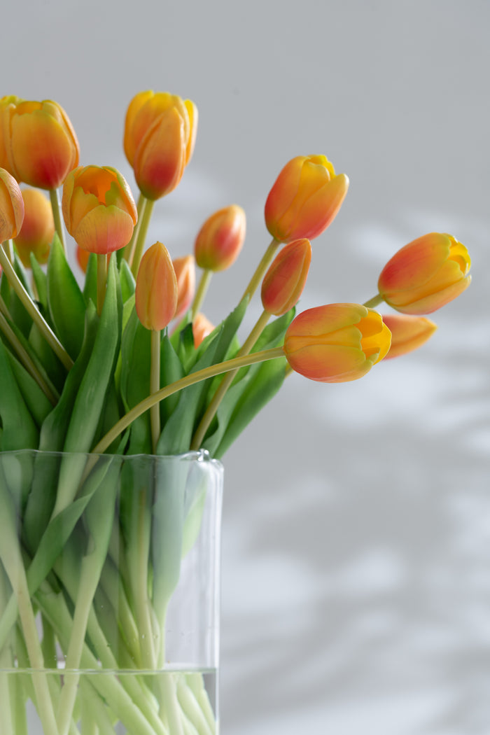 J-Line bloemenboeket Tulpen 7 stuks - kunststof - oranje|geel - large