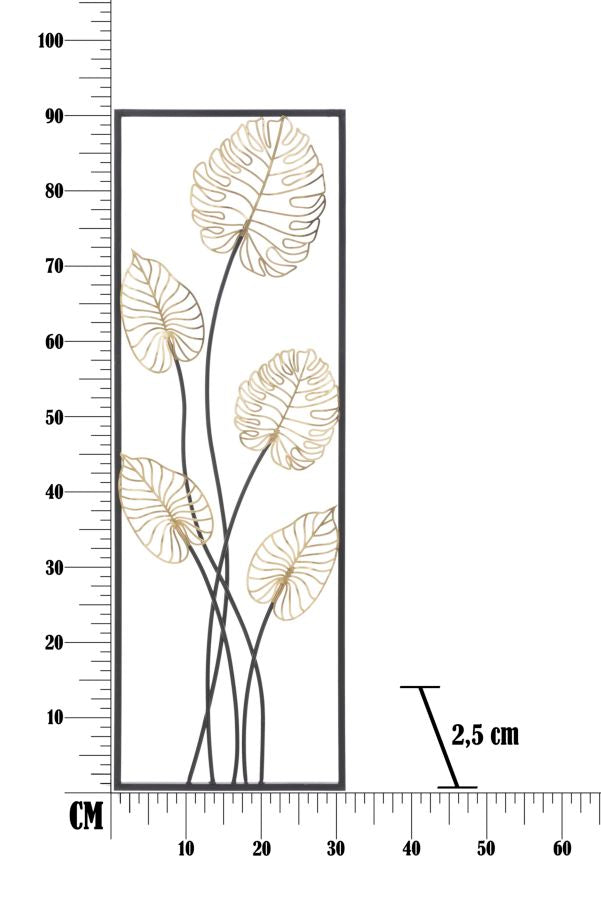3D decoratief paneel in veelkleurig metaal 31x2,5x90 cm