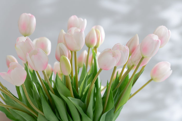 J-Line boeket Tulpen 7 stuks - kunststof - lichtroze - small