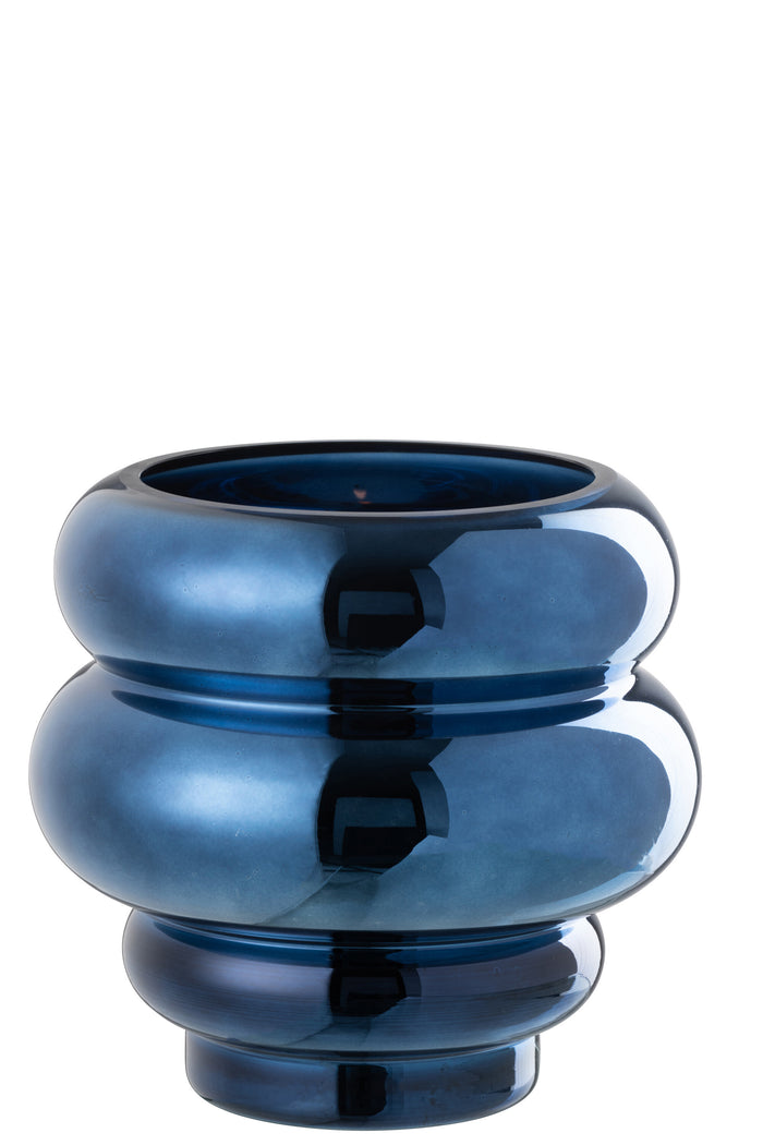 J-Line theelichthouder|vaas Cléa - glas - blauw - Ø 20 cm