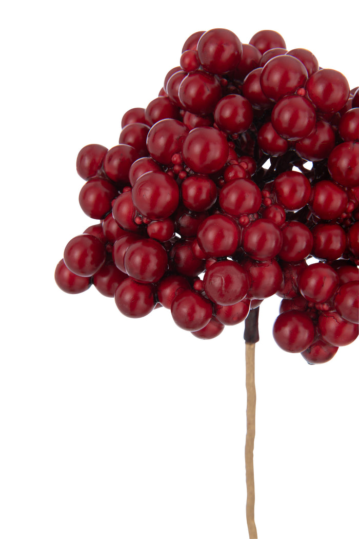 J-Line decoratie Tak 2 Bloemen - kunststof - rood|goud - 12 stuks