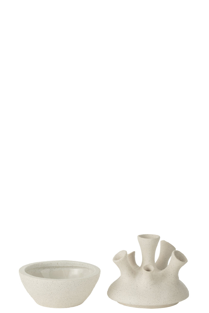 J-Line vaas Koraal - keramiek - wit - small - Ø 17 cm