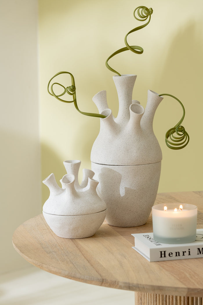 J-Line vaas Koraal - keramiek - wit - small - Ø 17 cm