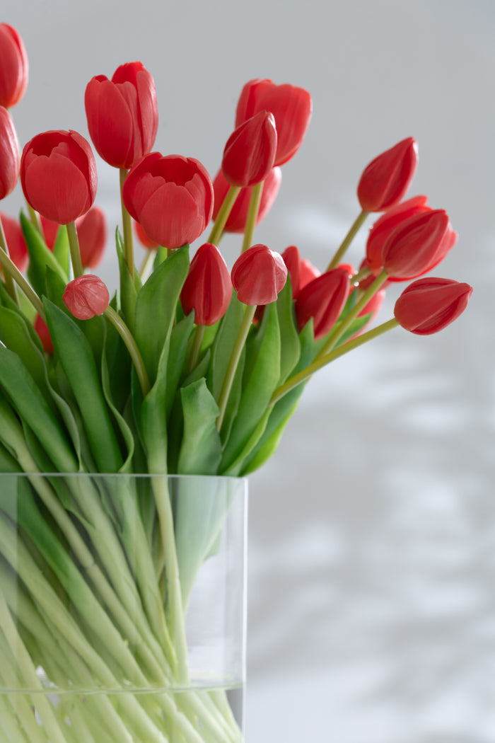 J-Line boeket Tulpen 7 stuks - kunststof - koraal|roze - small