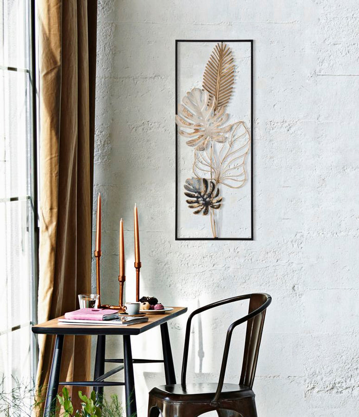 3D decoratief paneel in veelkleurig metaal, 28,5x3x74 cm