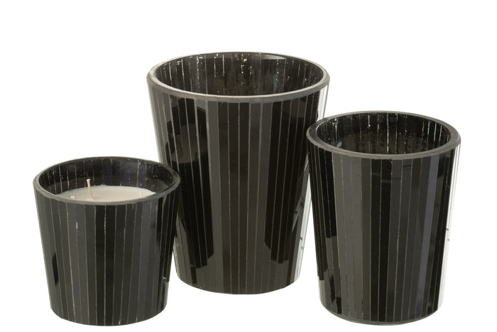 J-Line geurkaars Noa - Spicy Twilight - glas - zwart - larg