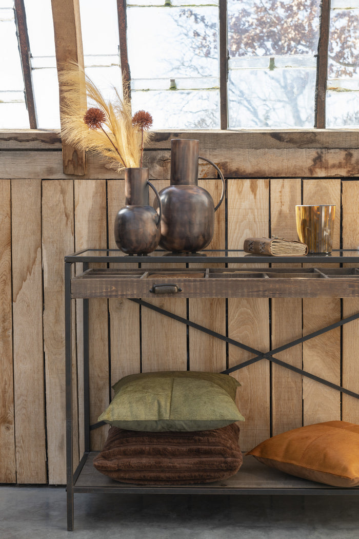 J-Line vaas Sparta - ijzer - brons - small - 26.5 cm hoog