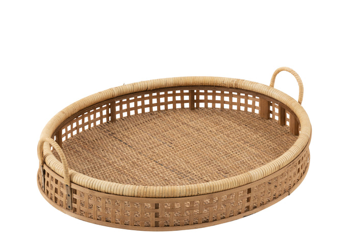 J-Line plateau Pick - dienblad - rotan|bamboe - naturel - la