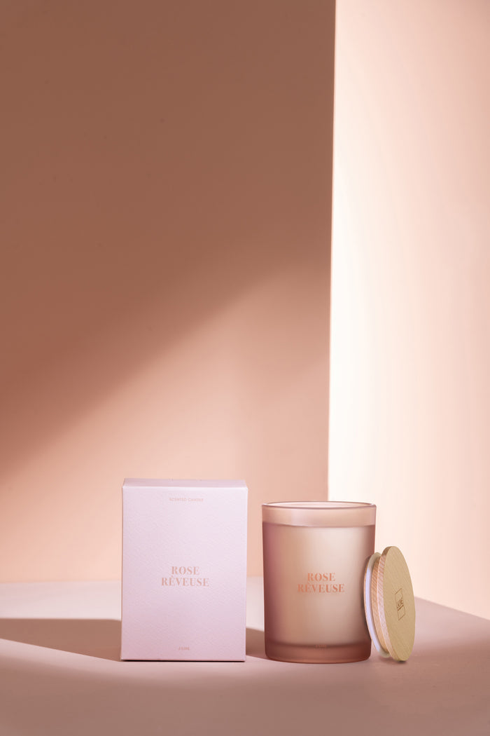 J-Line geurkaars Accords Essentiels - Rose Rêveuse - roze -