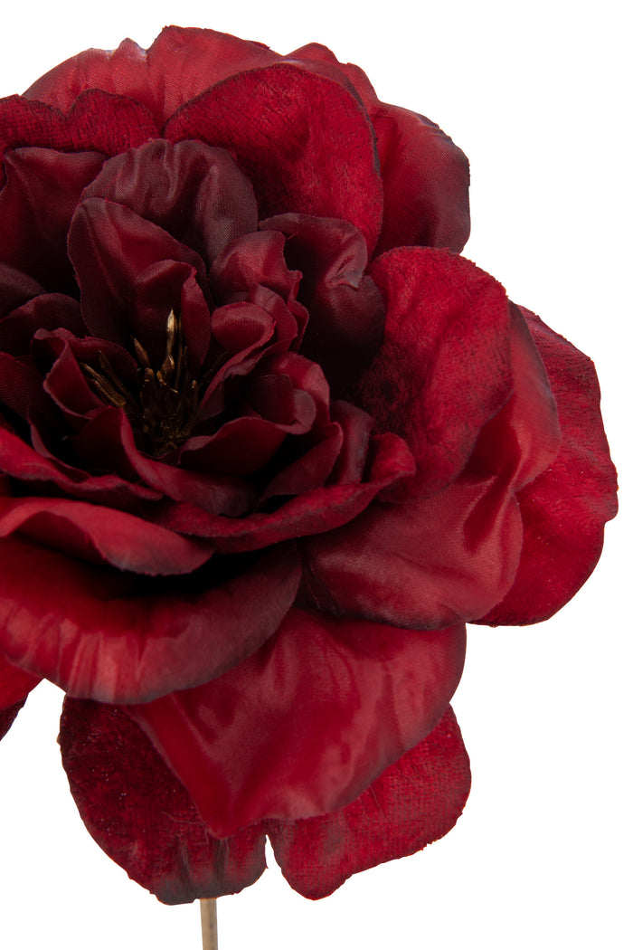 J-Line bloem Roos 1 Stengel - kunststof - rood|goud - large - 24 stuks