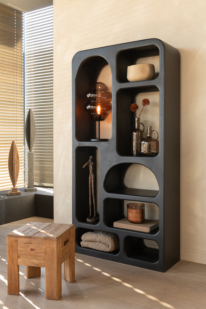 J-Line vaas Cilinder 1 handvat - glas - grijs - 32 cm hoog