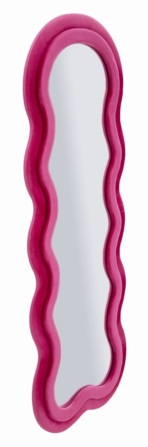 Wandspiegel met fuchsia fluwelen lijst, 60x4x160 cm