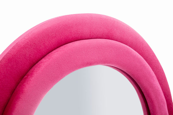 Wandspiegel met fuchsia fluwelen lijst, 60x4x160 cm