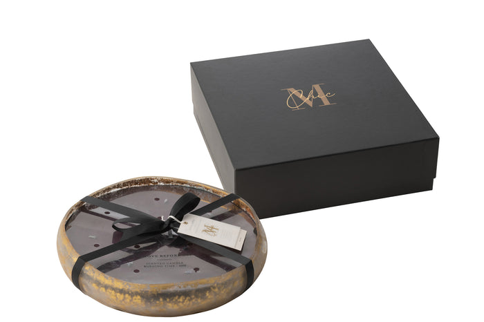 J-Line geurkaars M-Chic - Oud & Amber - glas - goud|zwart -