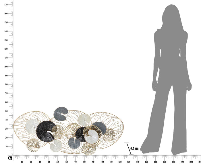 3D decoratief paneel in veelkleurig metaal, 124,5x9,5x55 cm