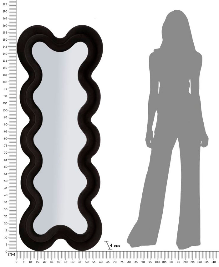 Wandspiegel met zwarte fluwelen lijst, 58x4x160 cm