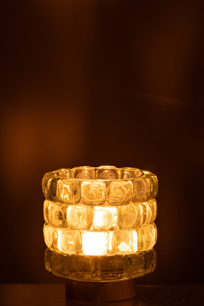 J-Line theelichthouder Vierkant mozaiek - glas -blauw|groen - small