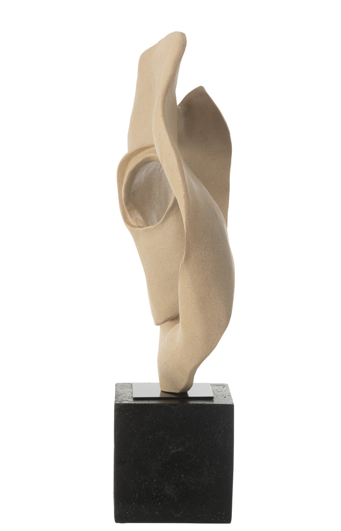 J-Line decoratie Abstract Op Sokkel - polyresin - beige|zwar