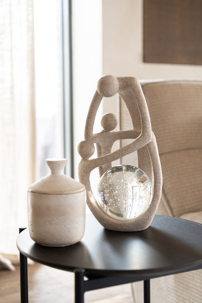 J-Line decoratie Abstract Op Sokkel - polyresin - beige|zwar