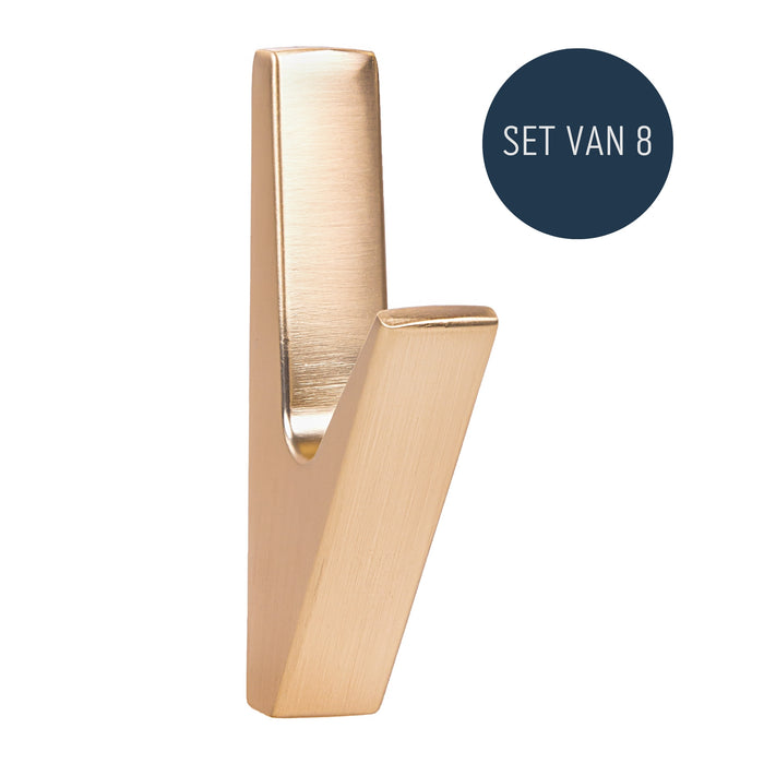 QUVIO Wandkapstok - Metaal - Goud - Set van 8