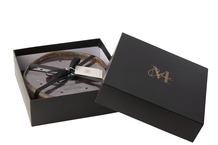 J-Line geurkaars M-Chic - Oud & Amber - glas - goud|zwart -