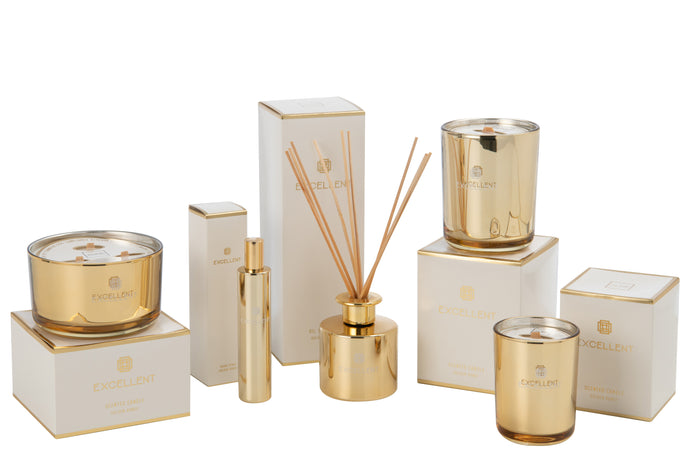 J-Line huisparfum Excellent - Golden Honey - glas - goud