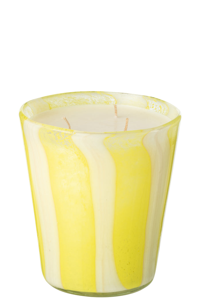 J-Line geurkaars Noa Strepen - geel - medium - 68U