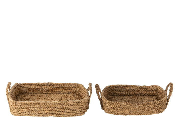 J-Line mand - jute|waterhyacint - naturel - 2 stuks