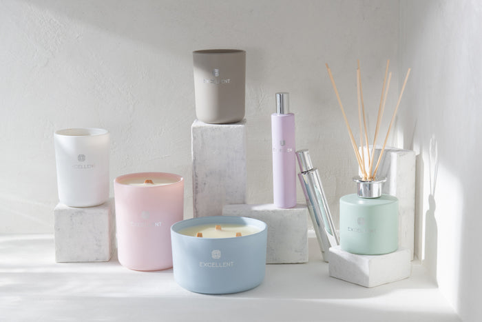 J-Line geurolie + stokjes Excellent – Bergamot Wood - glas – muntgroen