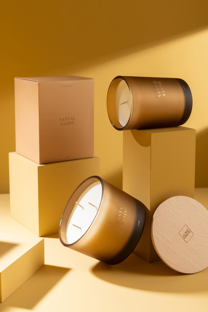 J-Line geurkaars Accords Essentiels - Santal Satiné - geel - 38U
