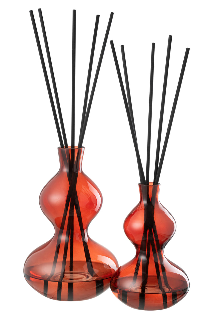 J-Line geurolie olive & frank Incense - glas - rood - large