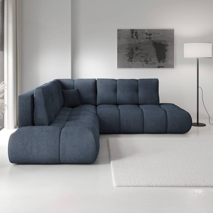 by fonQ Charme Hoekbank Links/Rechts met Slaapfunctie - Chenille - Marineblauw