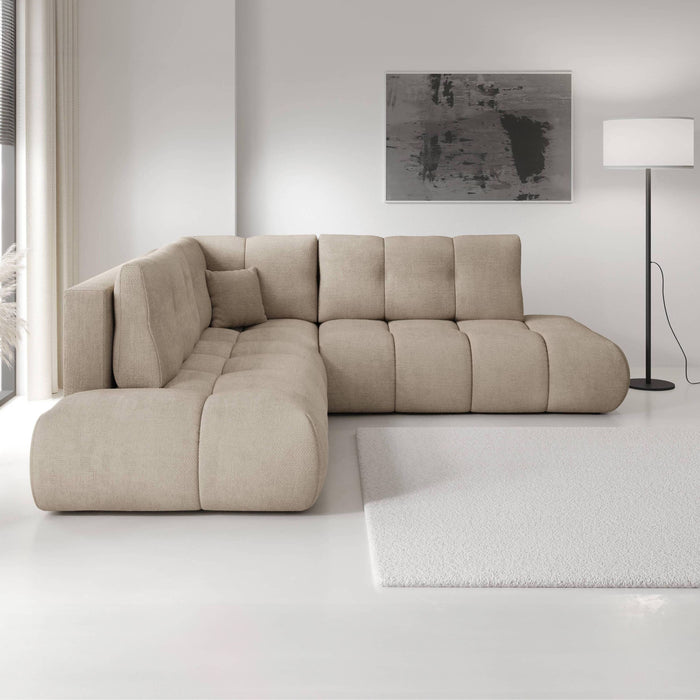 by fonQ Charme Hoekbank Links/Rechts met Slaapfunctie - Chenille - Donkerbeige