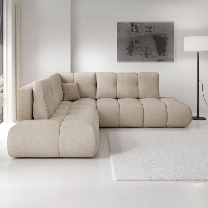 by fonQ Charme Hoekbank Links/Rechts met Slaapfunctie - Chenille - Lichtbeige