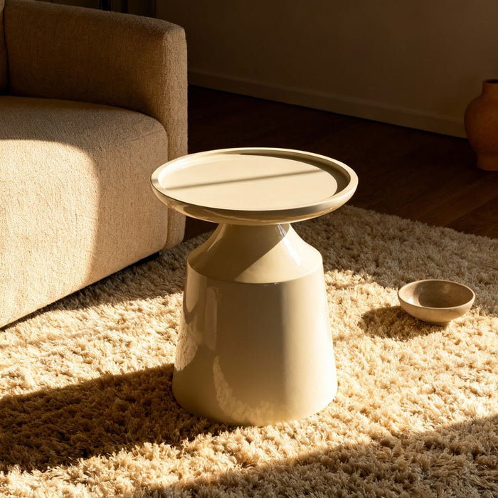 DÉJA Living - Bijzettafel Crème Glossy MDF - 40x40x50cm - Fjell