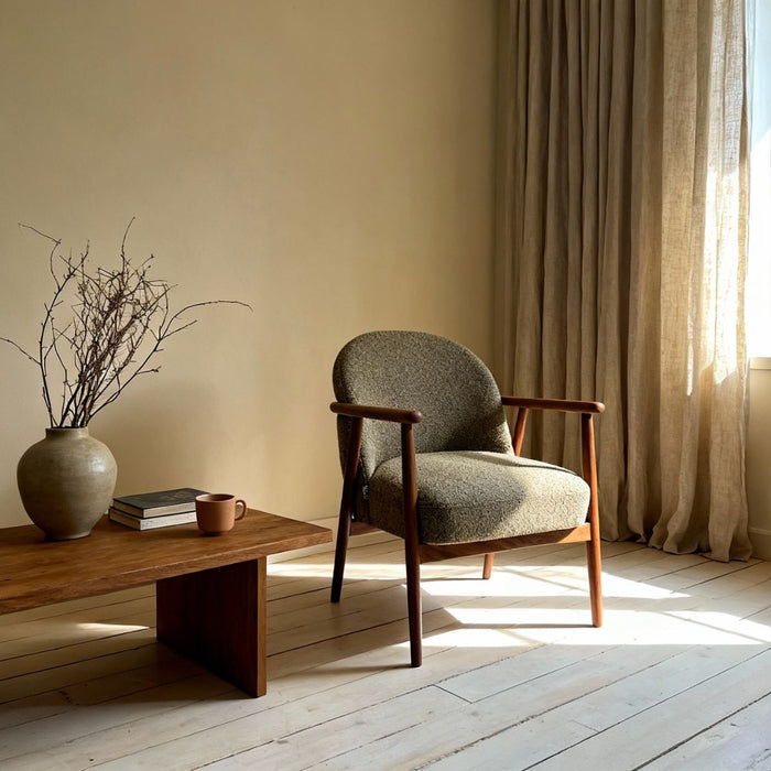 DÉJA Living - Fauteuil - Taupe Stof|Walnoot - 65x72x81cm - Skövde