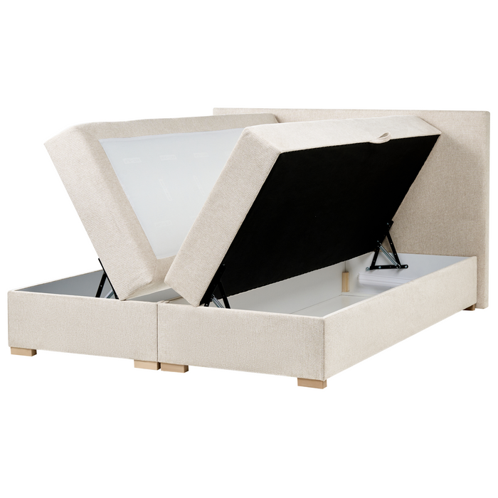 Beliani - MAJOR - Boxspring - Lichtbeige - 160 x 200 cm - Stof