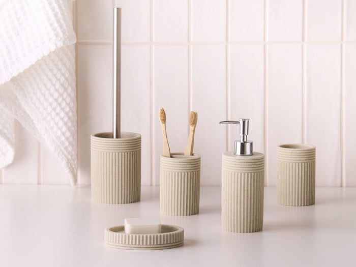 Beliani - HUARMEY - Badkameraccessoireset - Lichtbeige - Polyresin